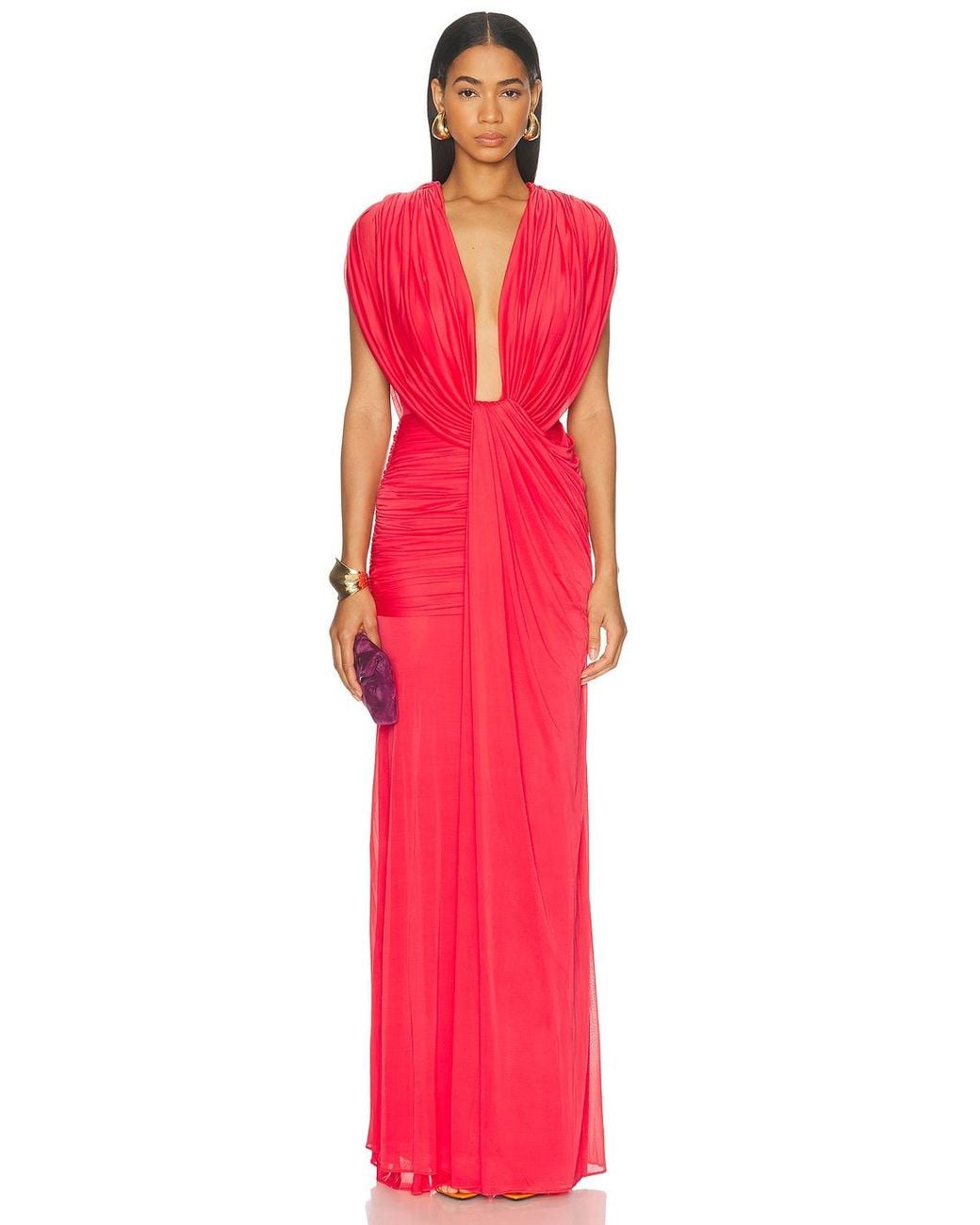 Christopher Esber Red Ripple Drape Gown