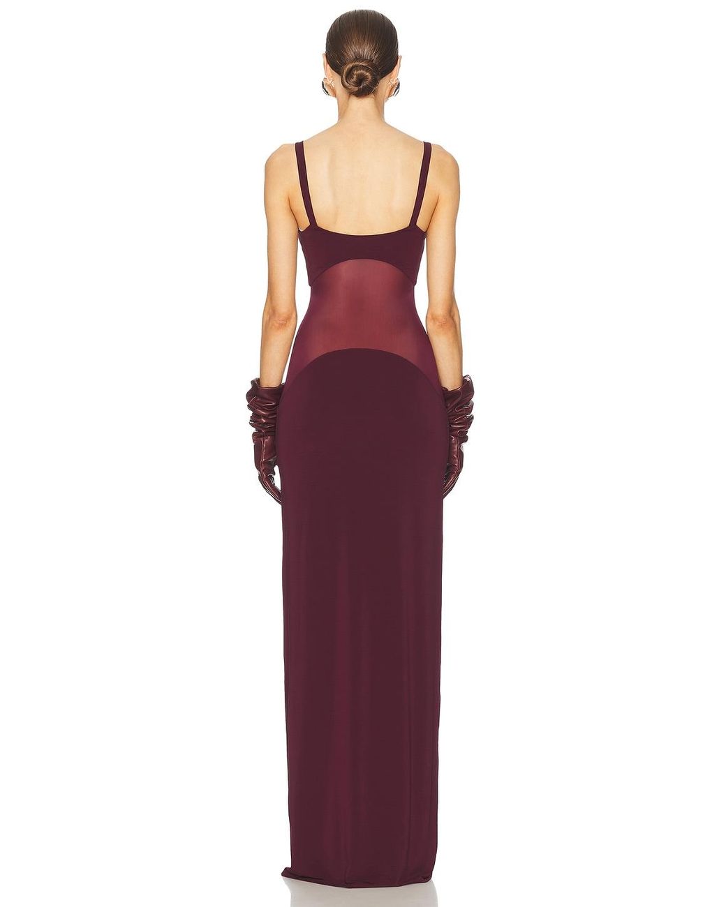 Helsa Sheer Knit Curve Maxi Dress in Red | Lyst