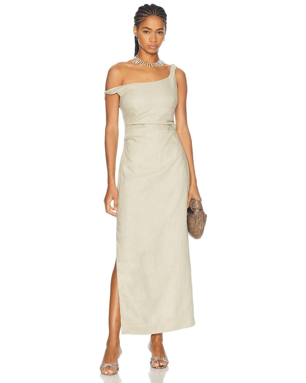 SIR. Tamara Twist Midi Dress in Natural | Lyst