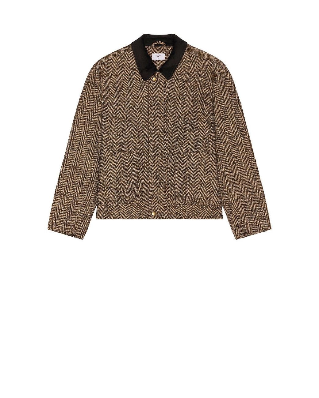 Percival Brown Herringbone Boxy Cropped Jacket for men
