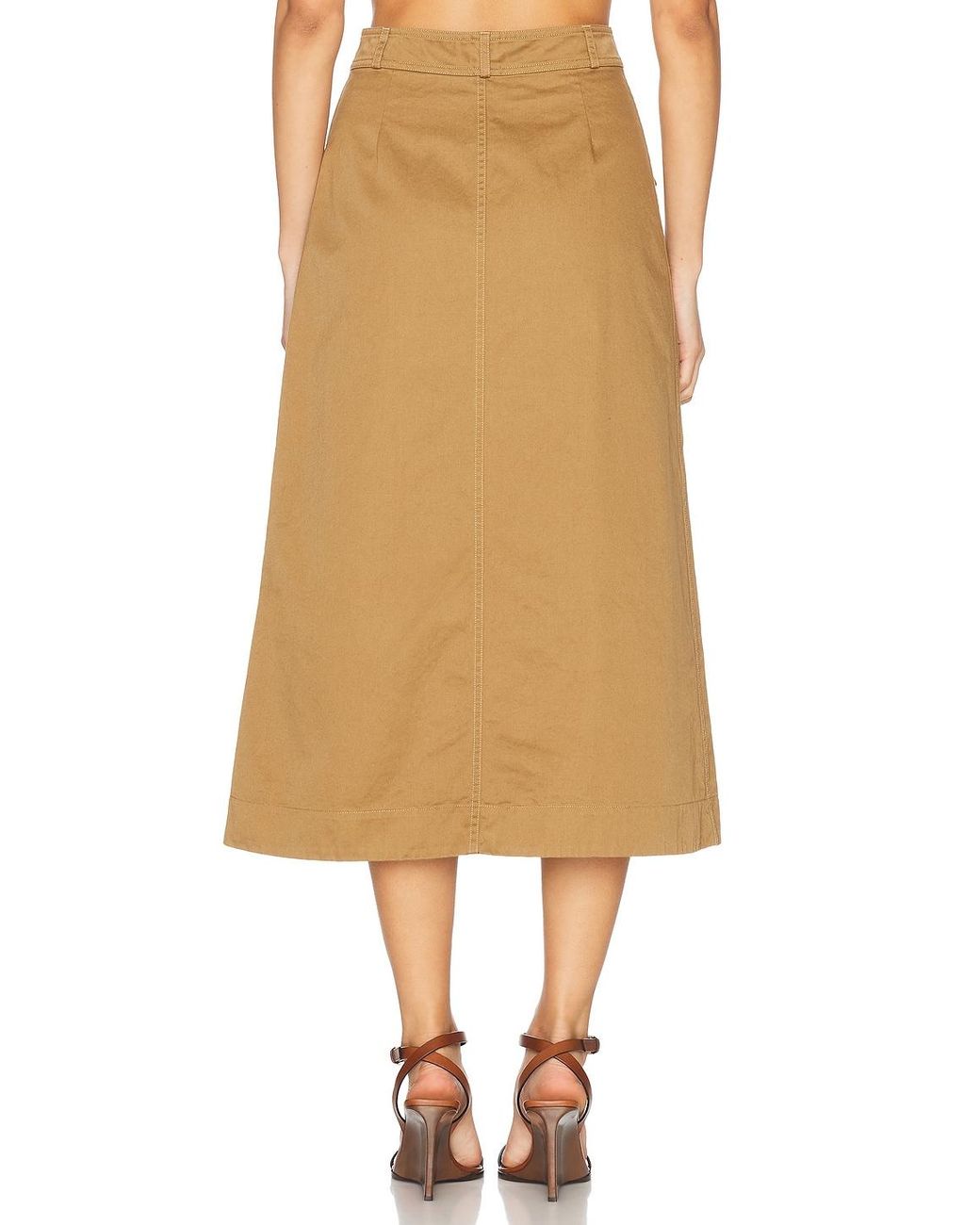 Saint Laurent Natural Button Down Midi Skirt