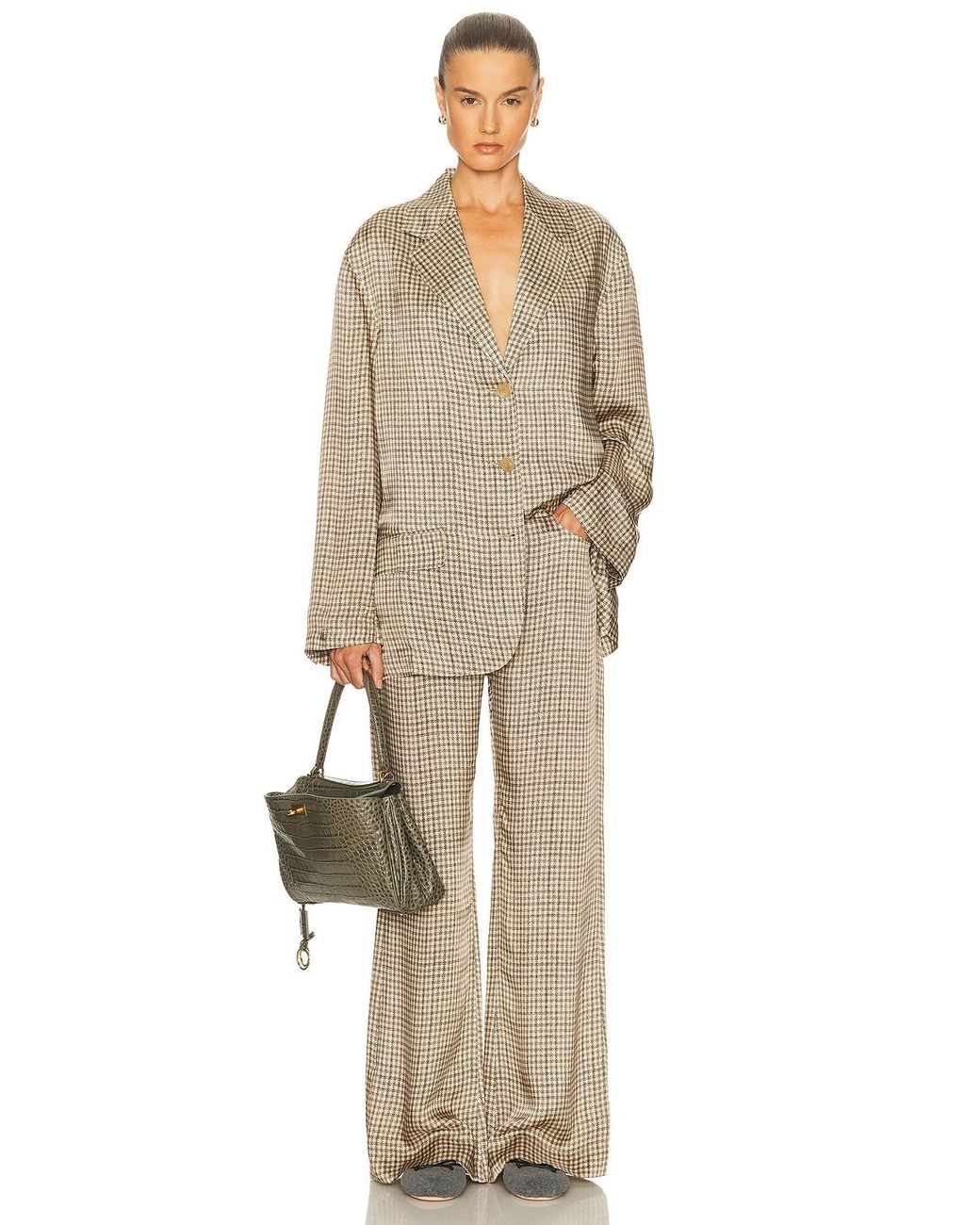 Acne Natural Junida Check Fluid Blazer