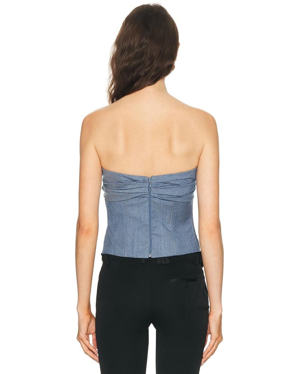 SEV Blue Tailored Drape Corset Top