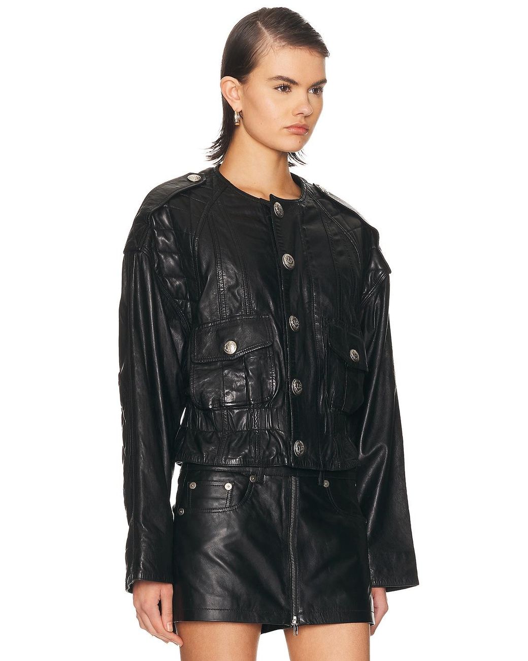 R13 Black Oversized Crewneck Jacket