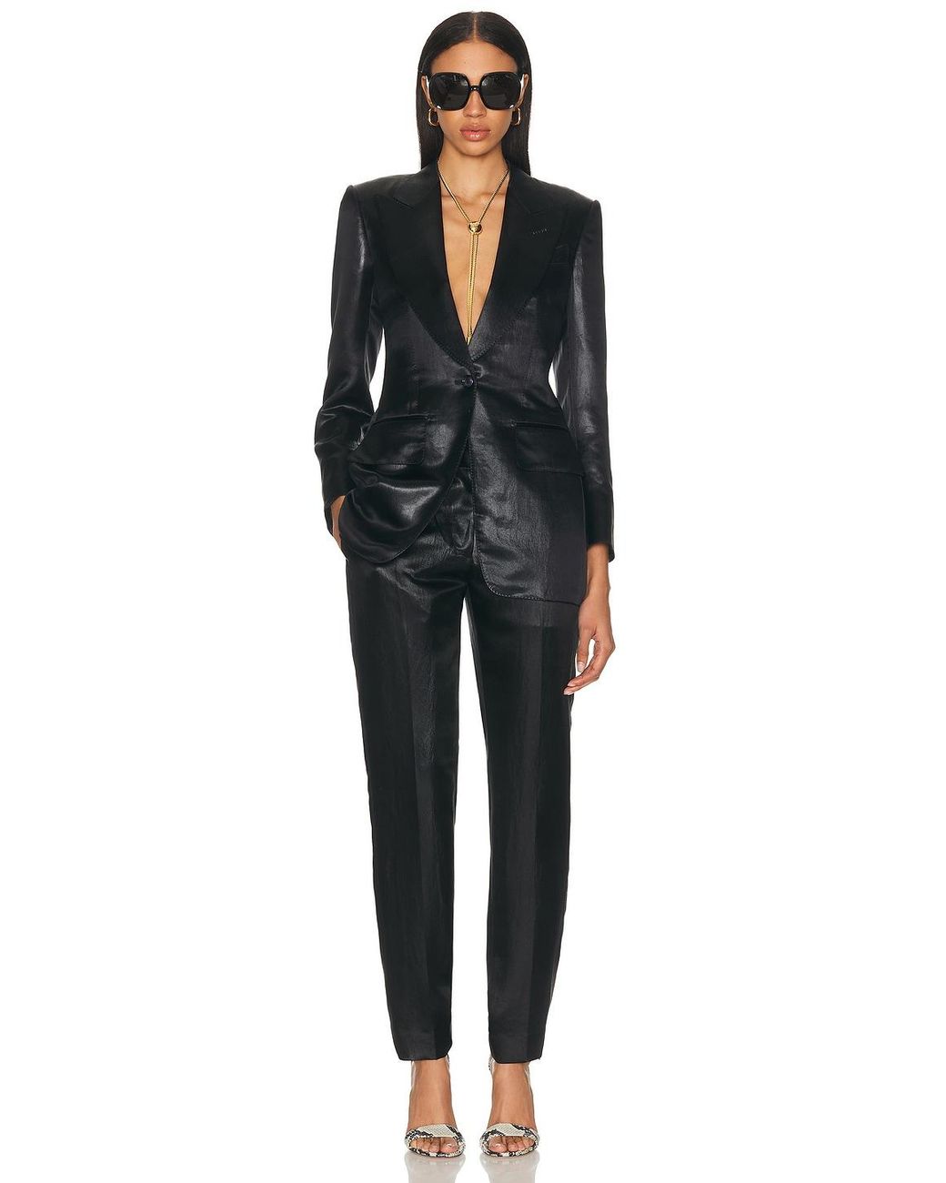 Tom Ford Black Single Breasted Peak Lapel Jacket
