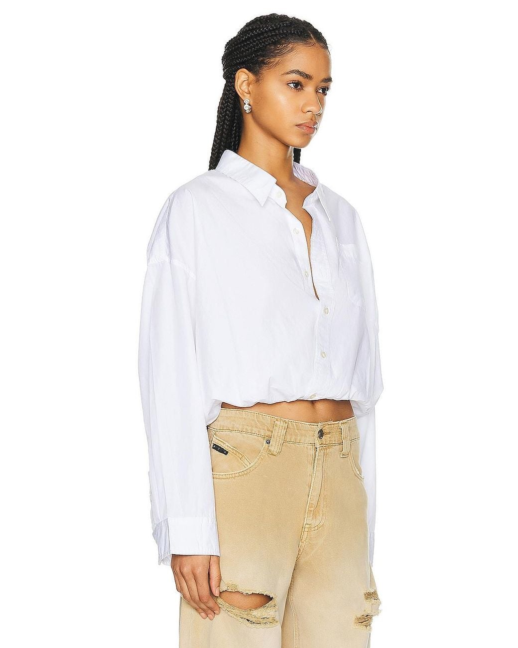 R13 White Crossover Bubble Top