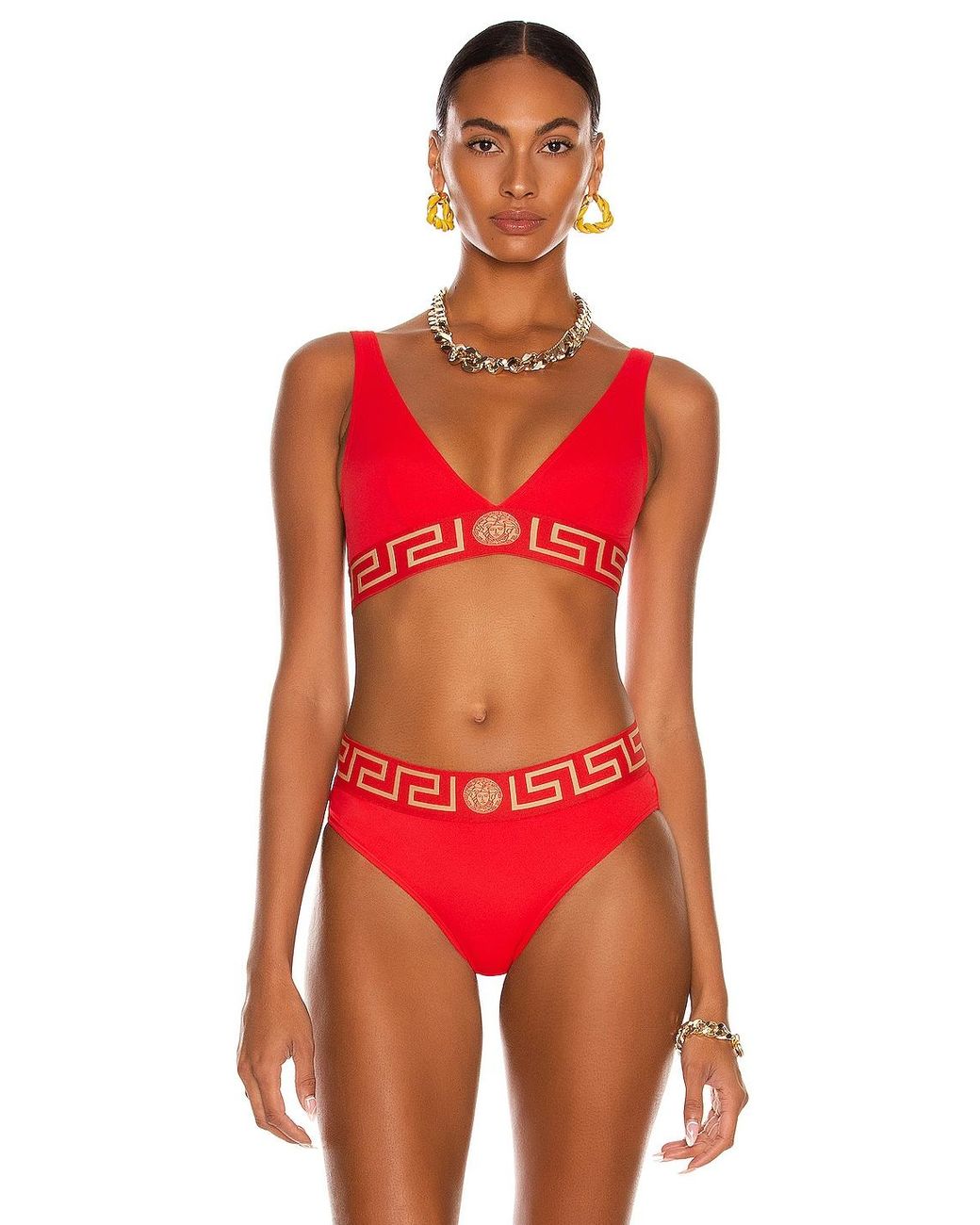 Versace Synthetic Sport Bikini Top in Red | Lyst