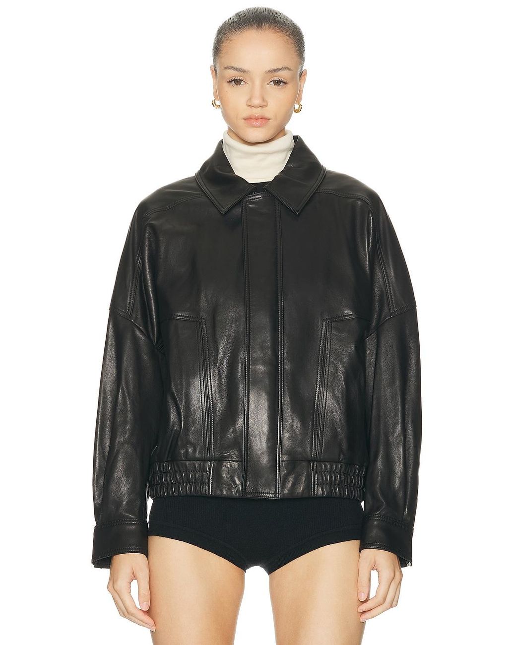 Nour Hammour Black Dalma Relaxed Leather Jacket