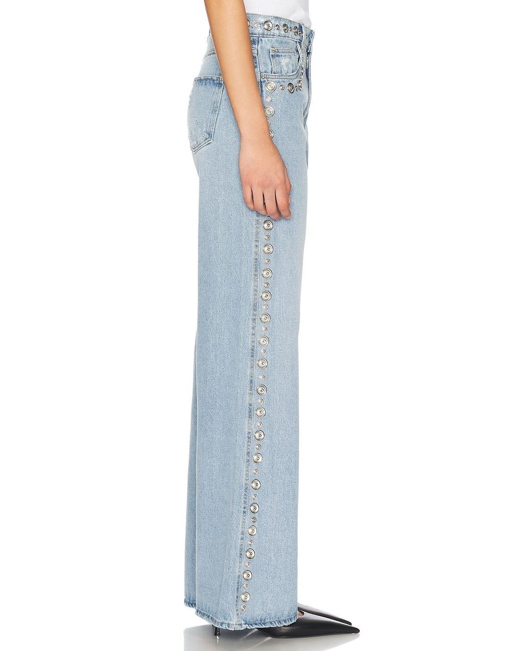 Coperni Blue Studded Wide Leg Jeans