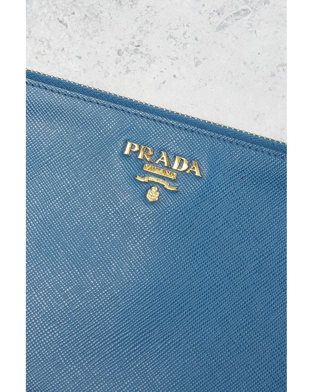 Prada Blue Saffiano Pouch