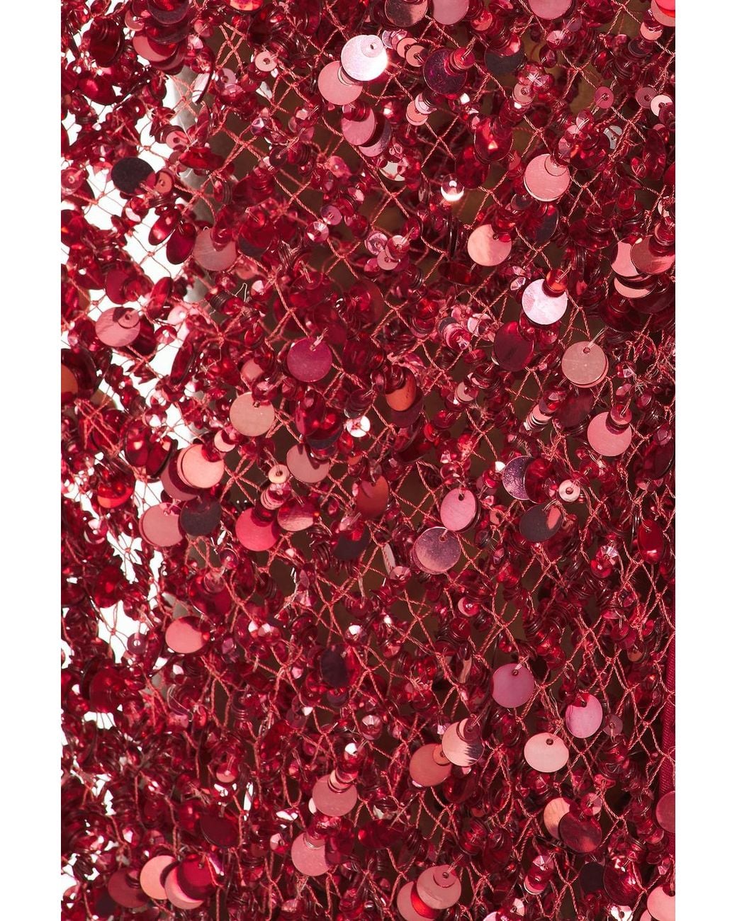 LAPOINTE Red Net Mesh Sequin Tank Gown