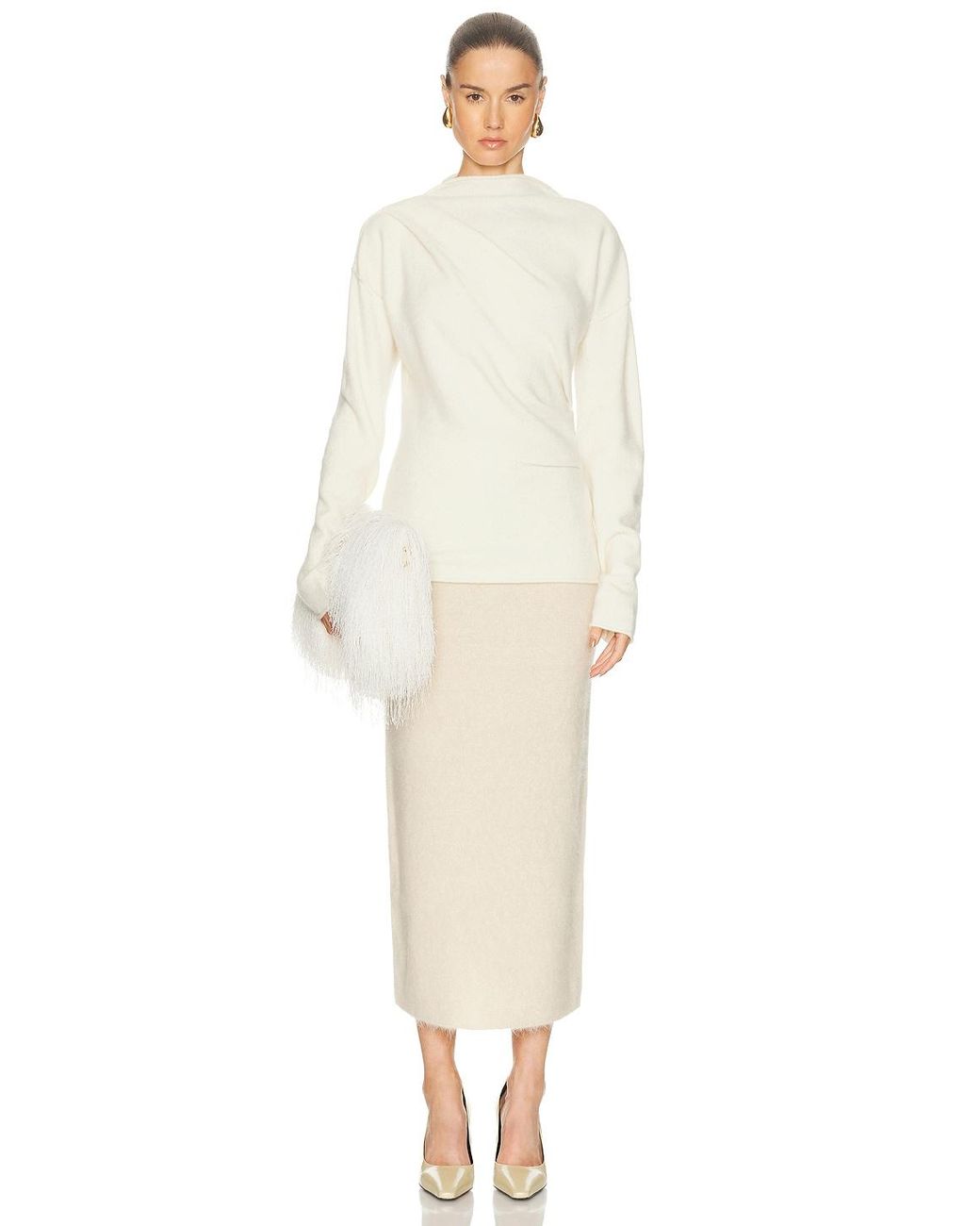 Helmut Lang White Slouchy Crew Top