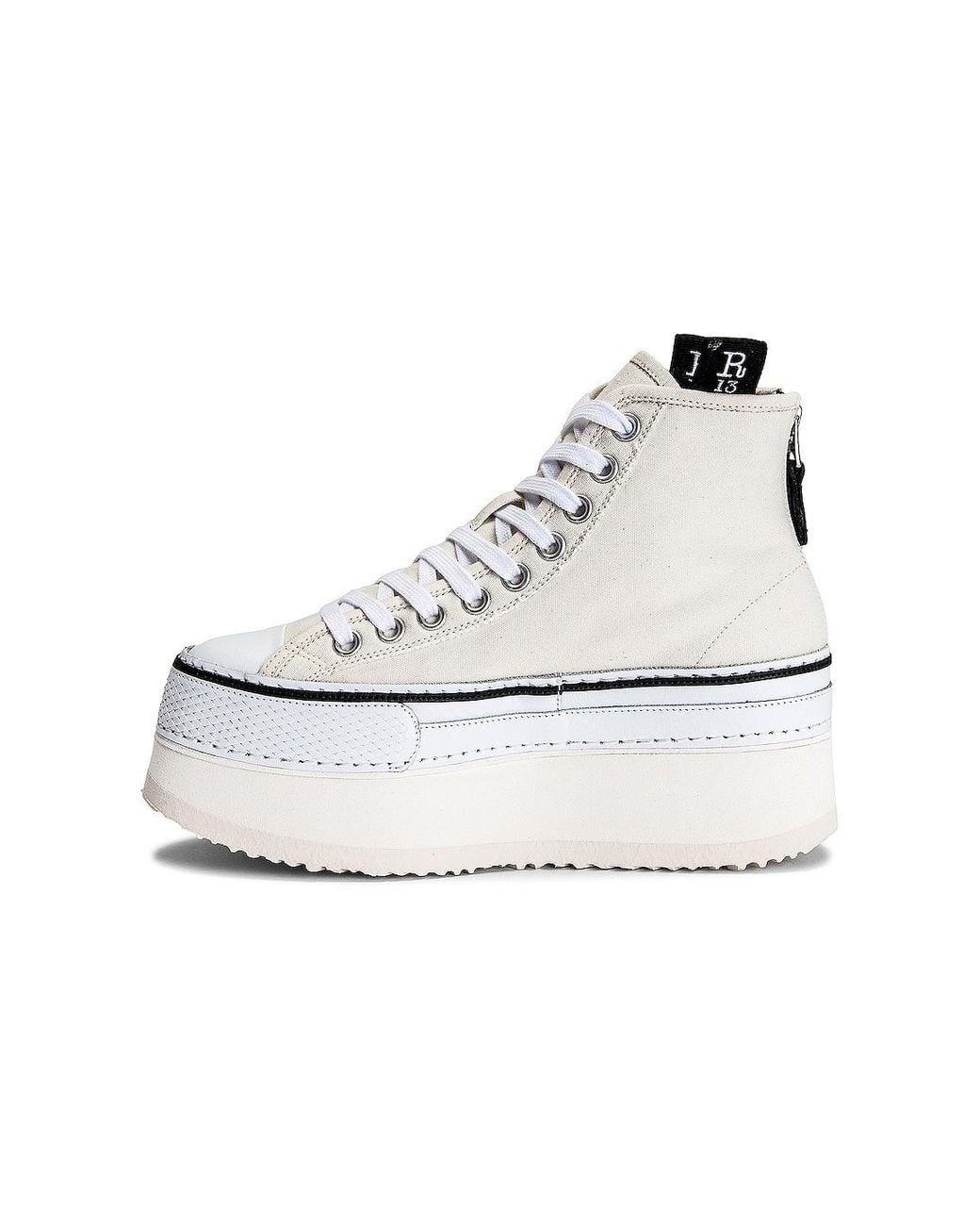 R13 White Platform High Top Sneaker