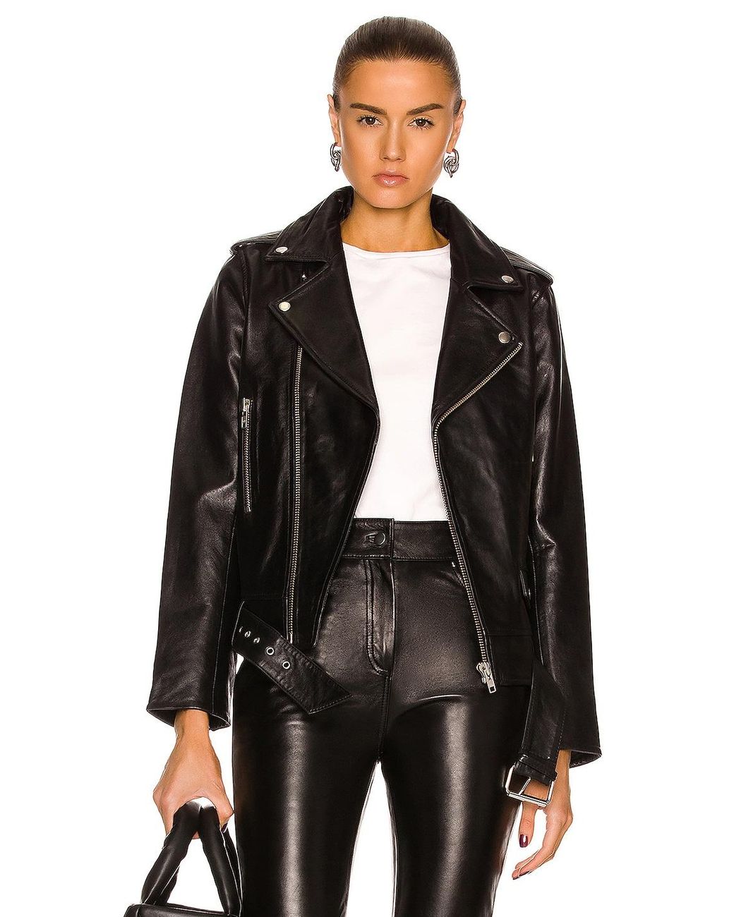 Stand Studio Nina Leather Biker Jacket in Black | Lyst