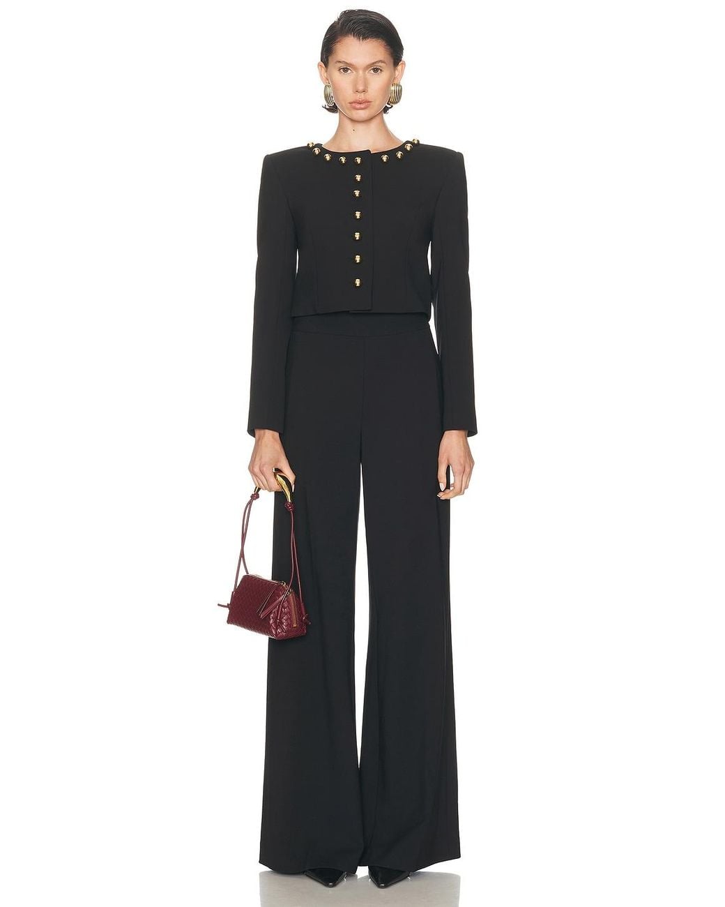 Carolina Herrera Black Collarless Cropped Jacket