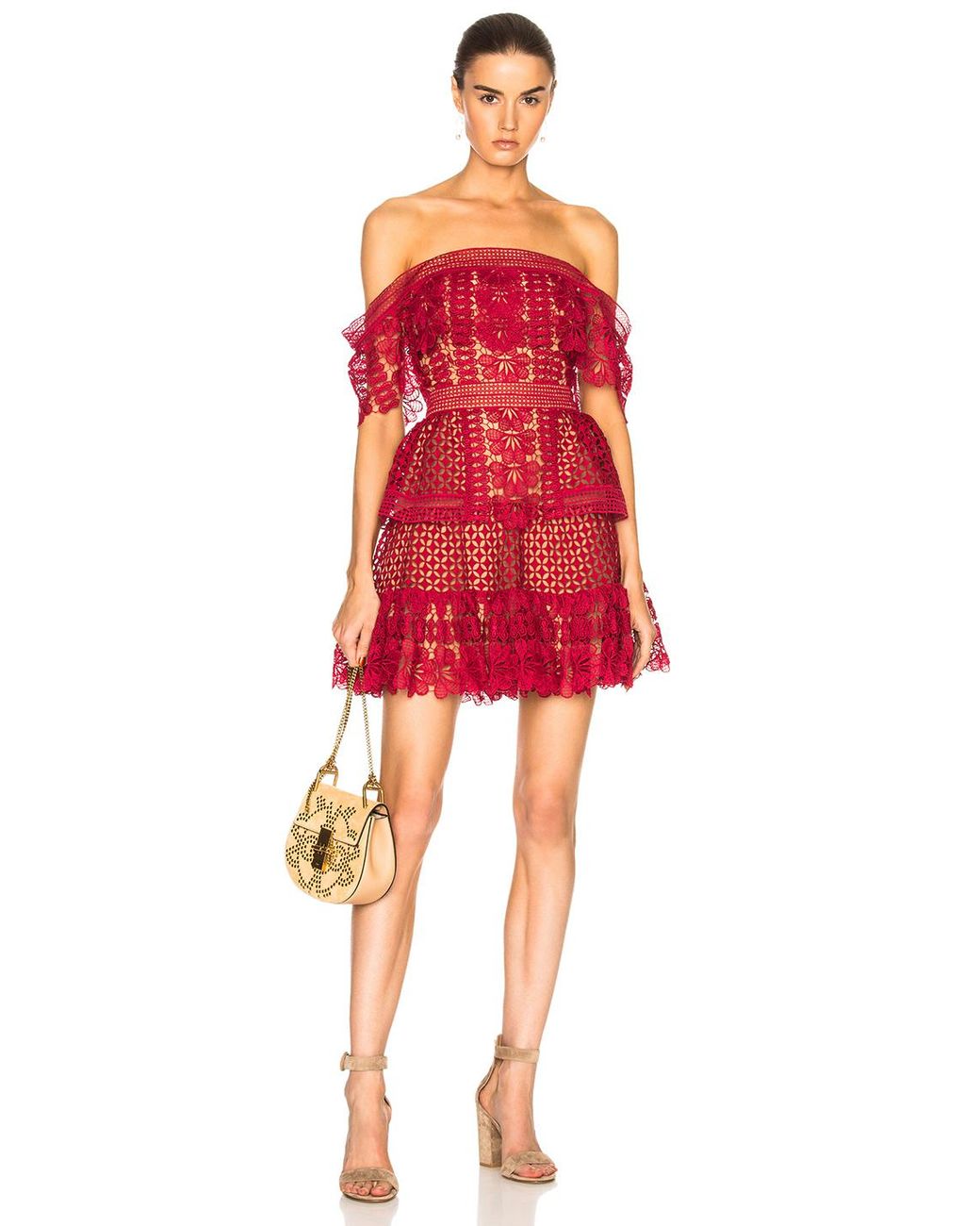 open lace back dress Self-Portrait Guipure Lace Mini Dress