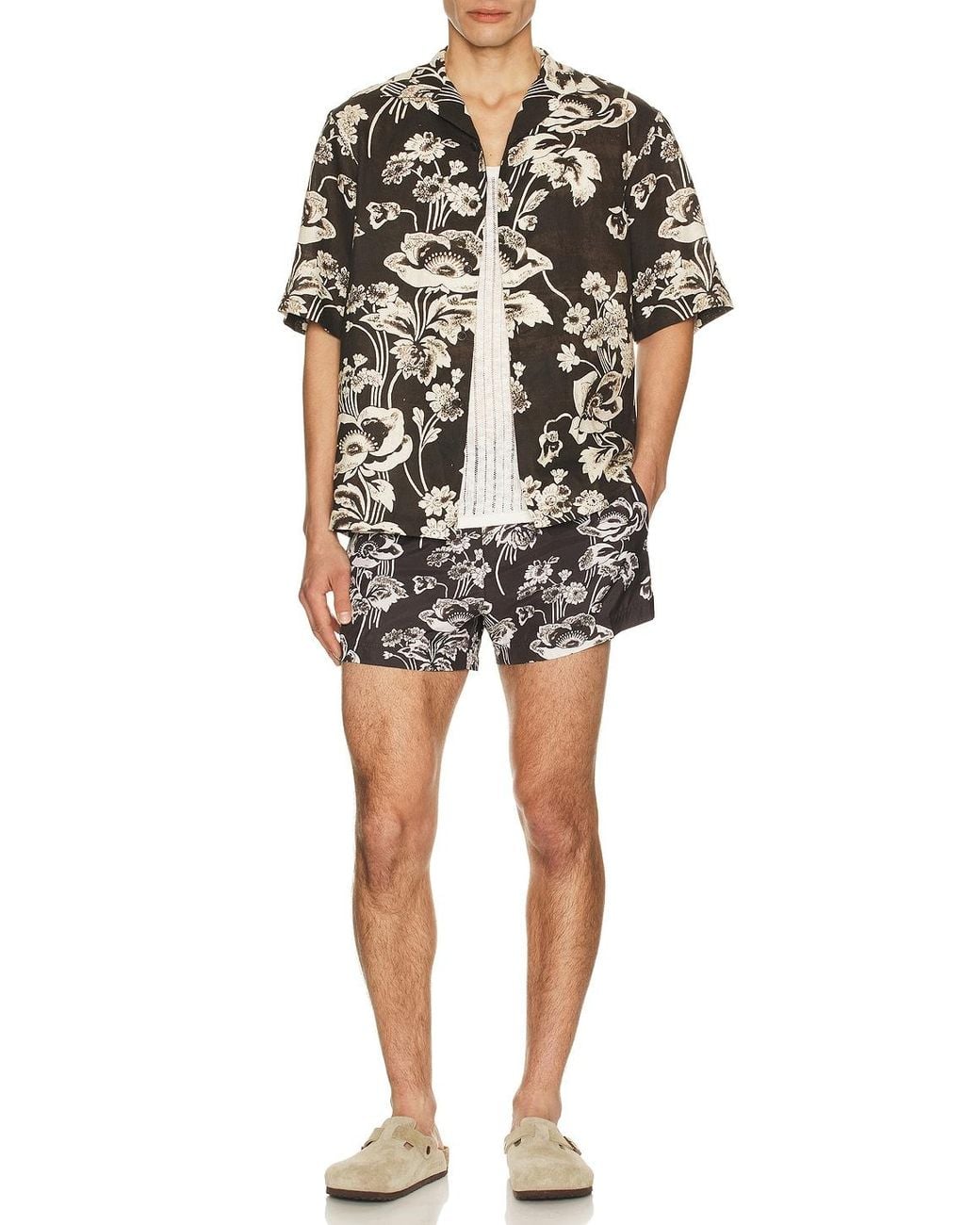Commas Black Painted Peonies Short Swim Short for men