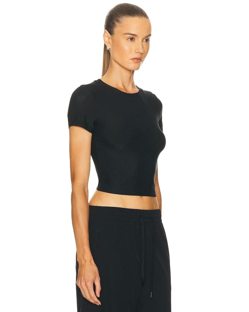 Beyond Yoga Black Featherweight Cropped Tee