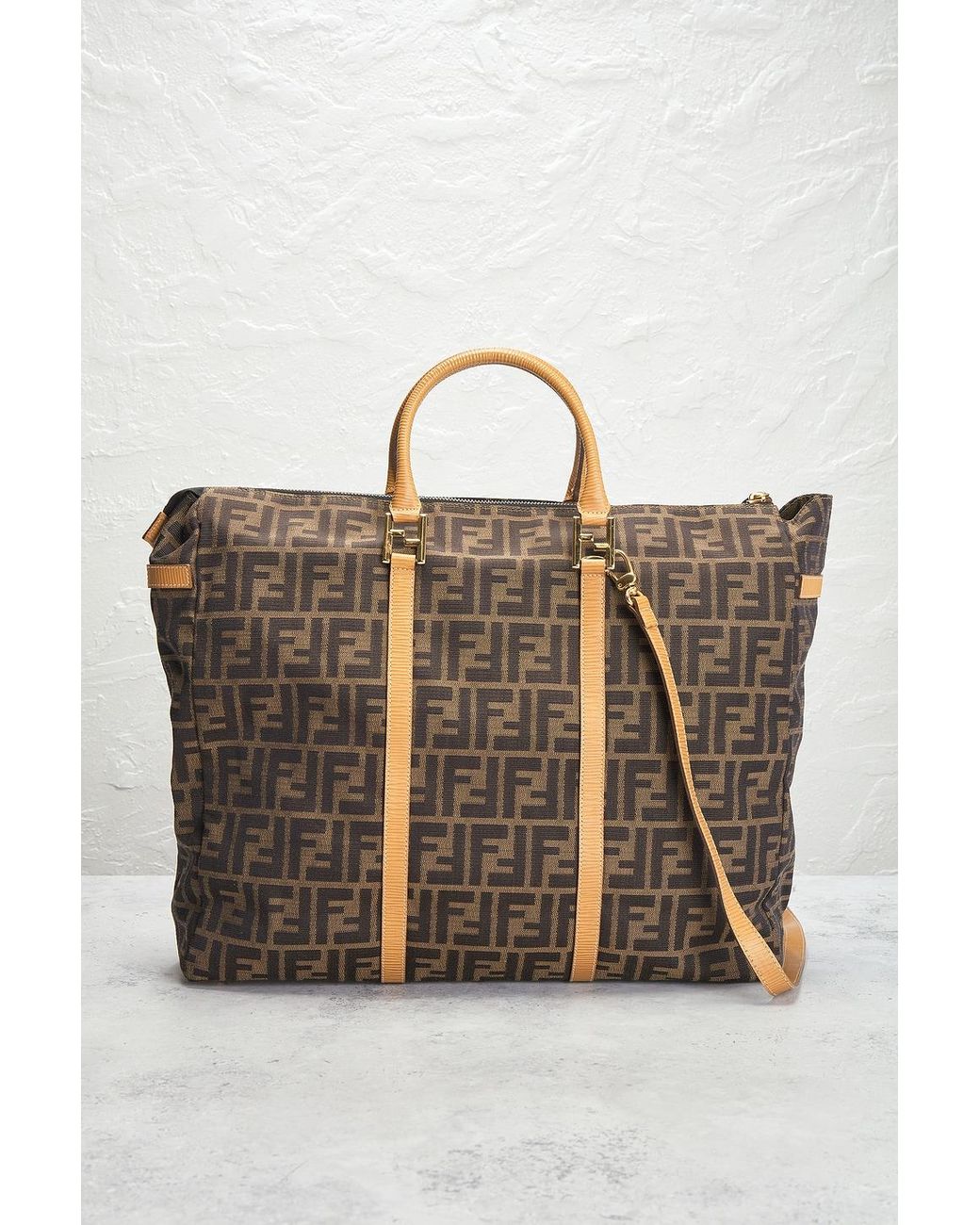 Fendi Zucca Boston Bag in Brown | Lyst