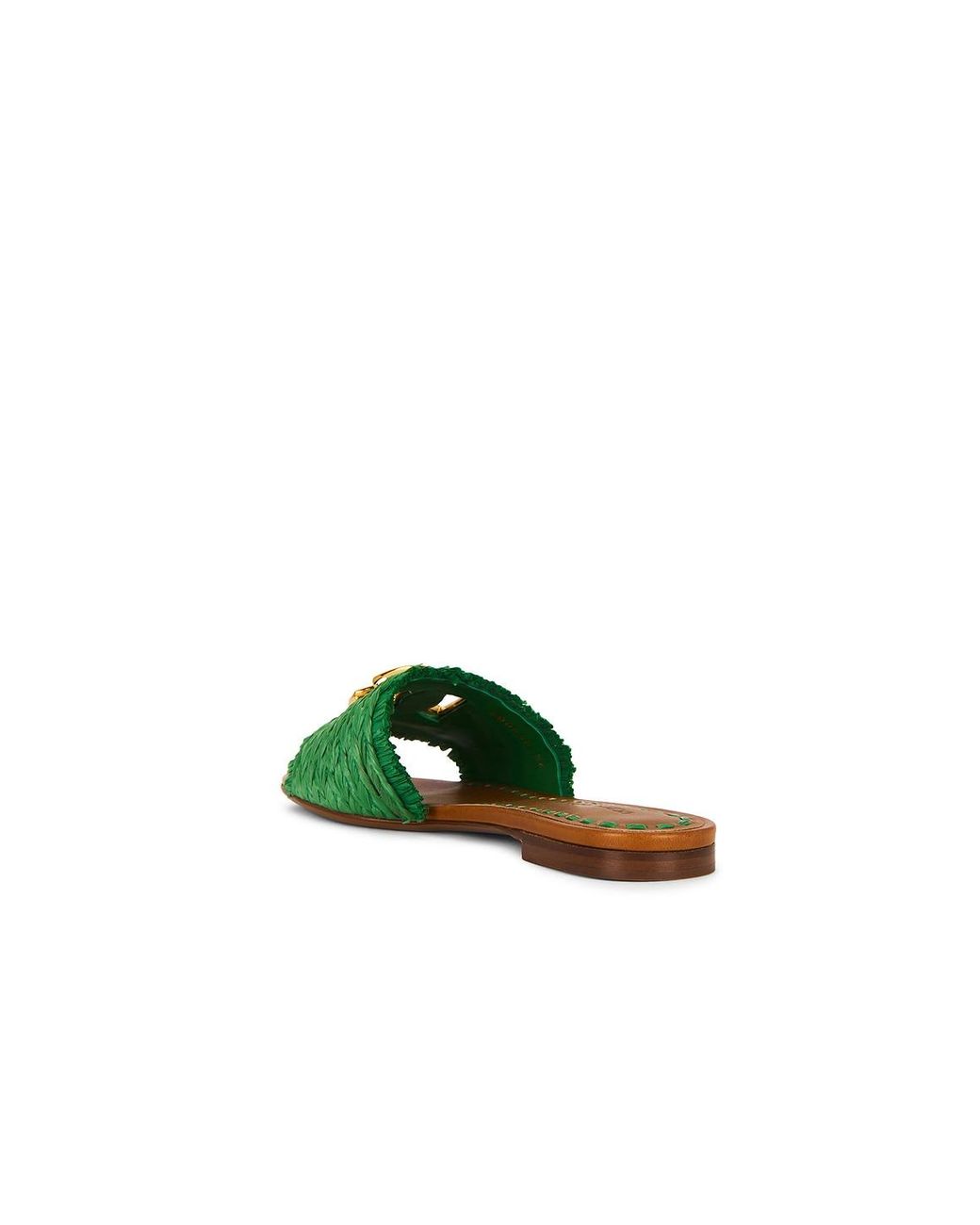 Dolce & Gabbana Green Raffia Flat Slide