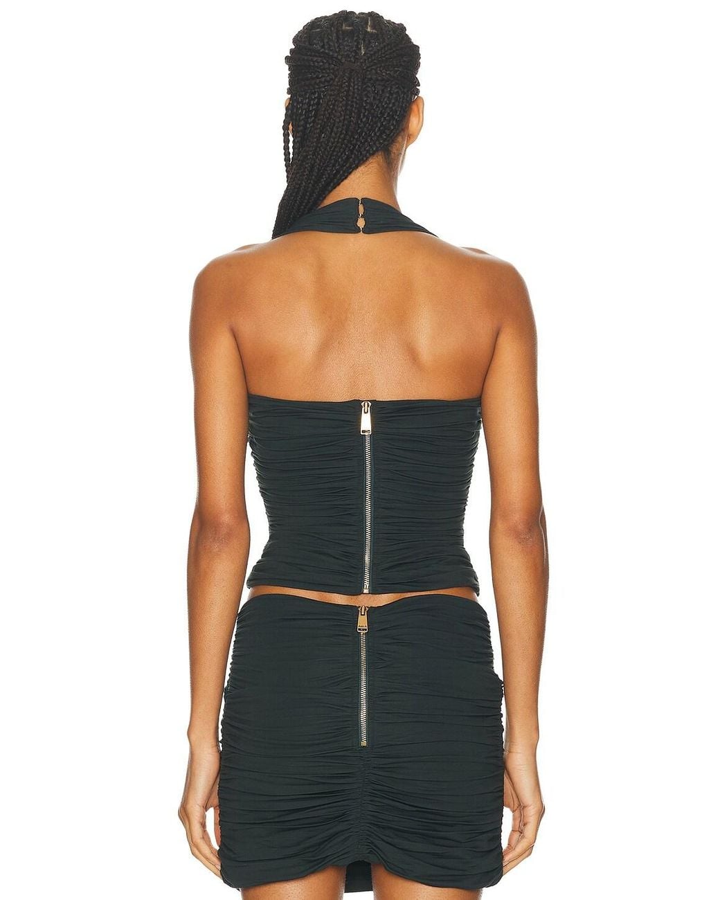 Area Black Ruched Halter Top
