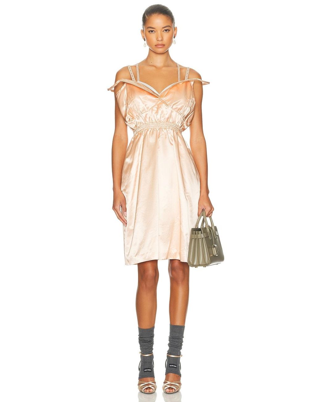 knee length dresses for ladies Miu Miu Bow-embellished Cady Dress – Runway Catalog main image 1
