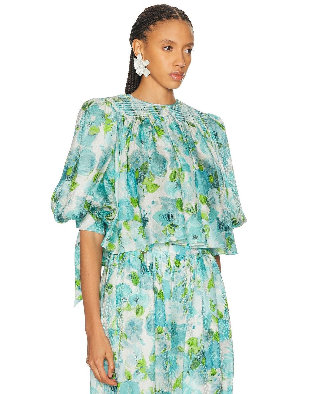 Chloé Green Puffed Blouse