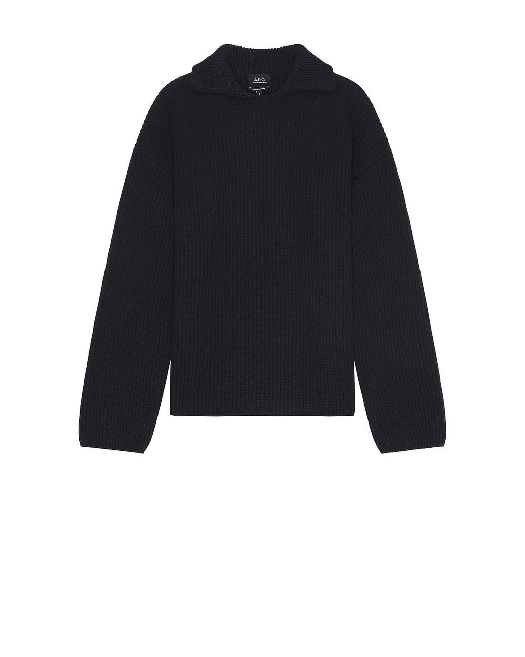 A.P.C. Black Pull Long Sleeve Polo for men