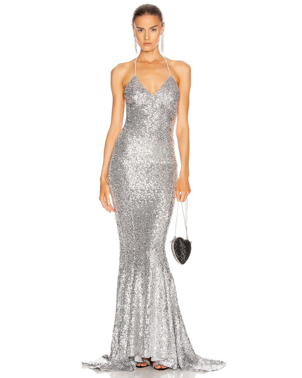 Norma Kamali Sequin Mermaid Fishtail Gown in Silver (Metallic) - Save ...