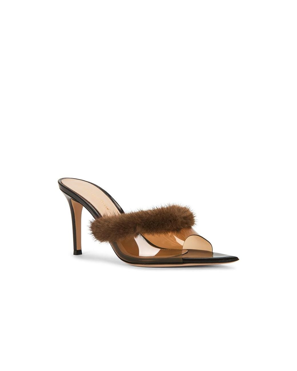 Gianvito Rossi Brown Plexi Mule Sandal