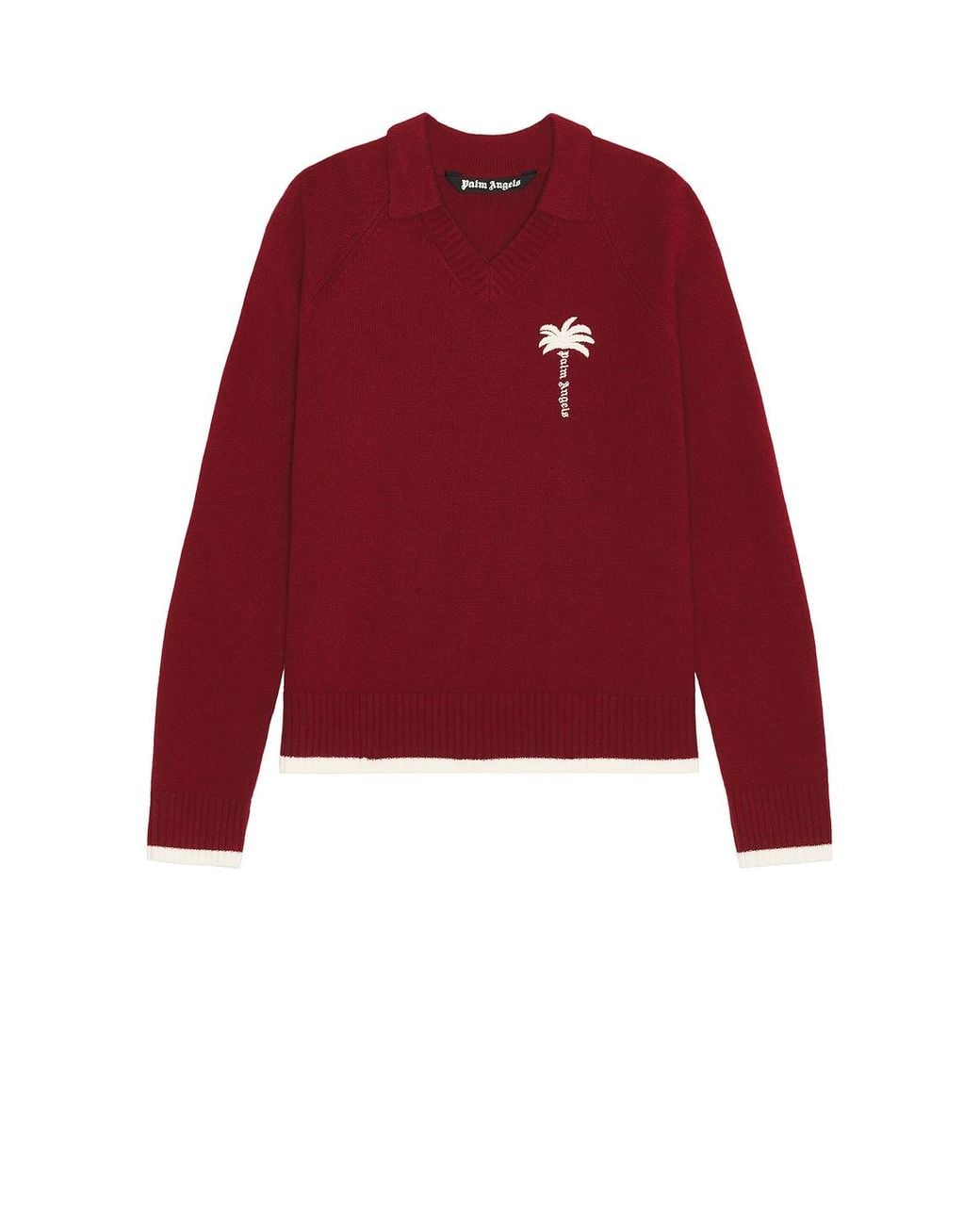 Palm Trees Rappers Palm Angels Palm Tree Knit Loose V Neck Polo in Red for Men | Lyst