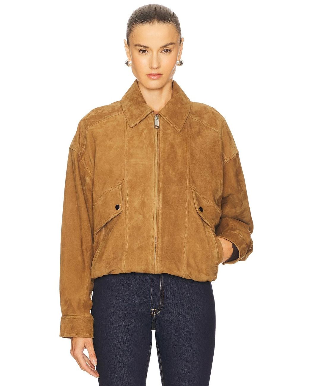 GRLFRND Blue Wren Suede Bomber
