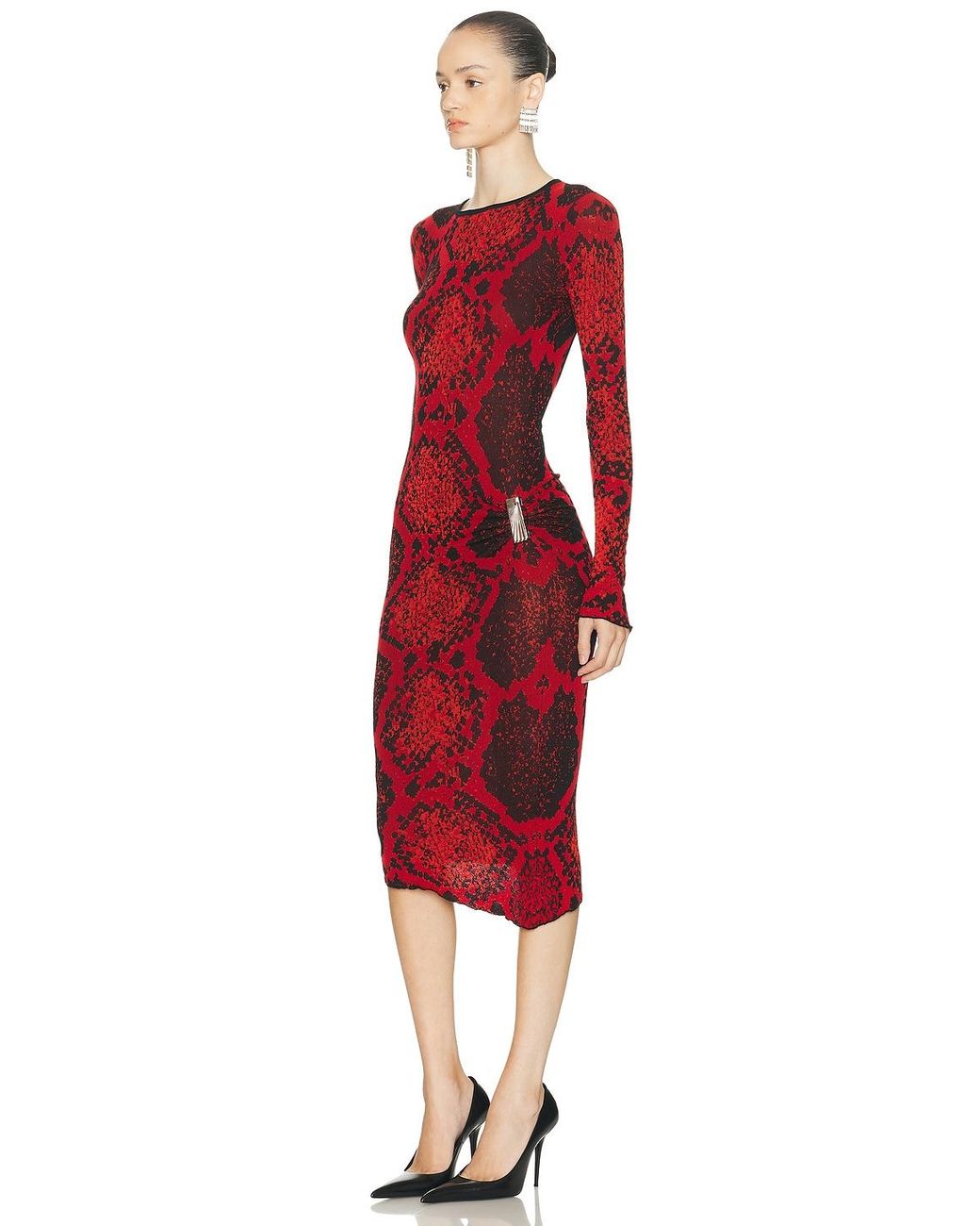 The Attico Red Python Midi Dress