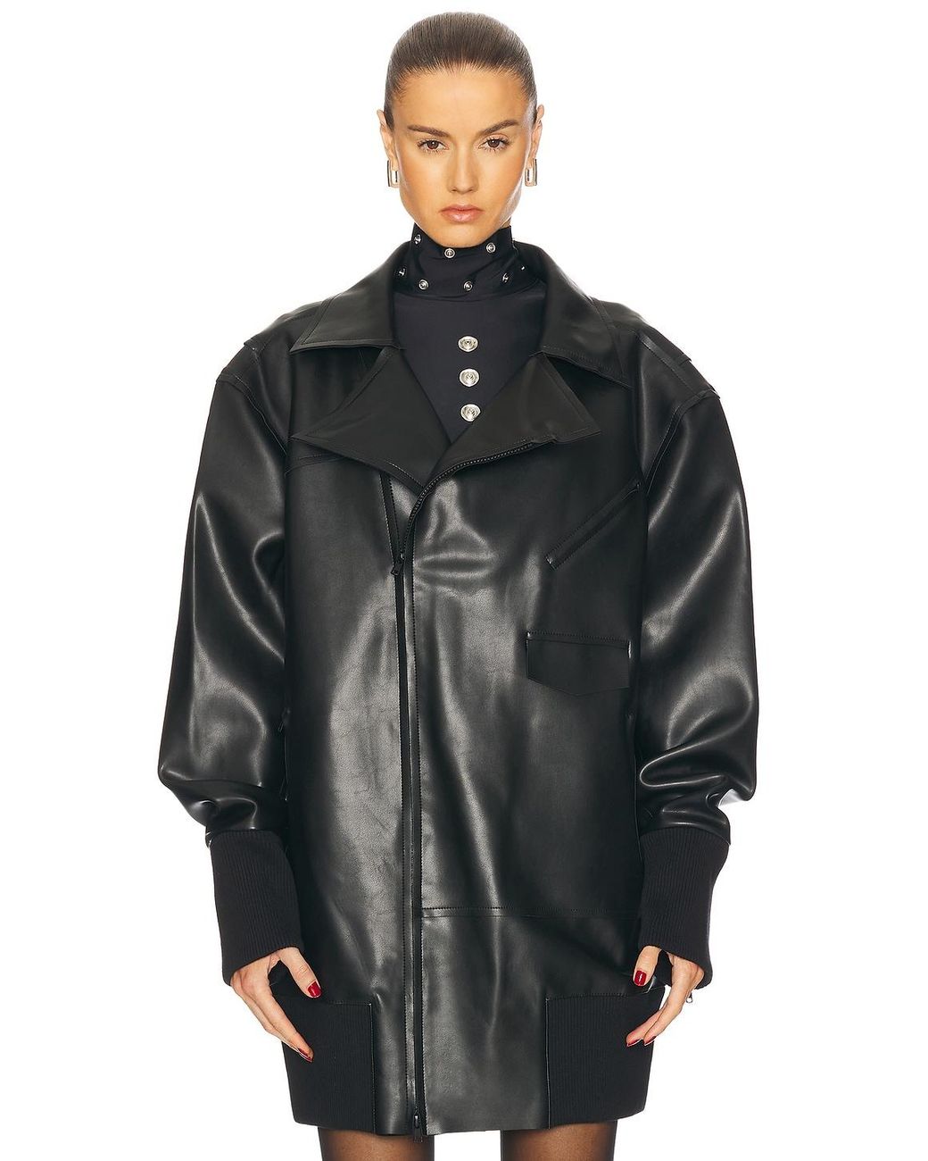 Norma Kamali Black Oversized Moto Jacket