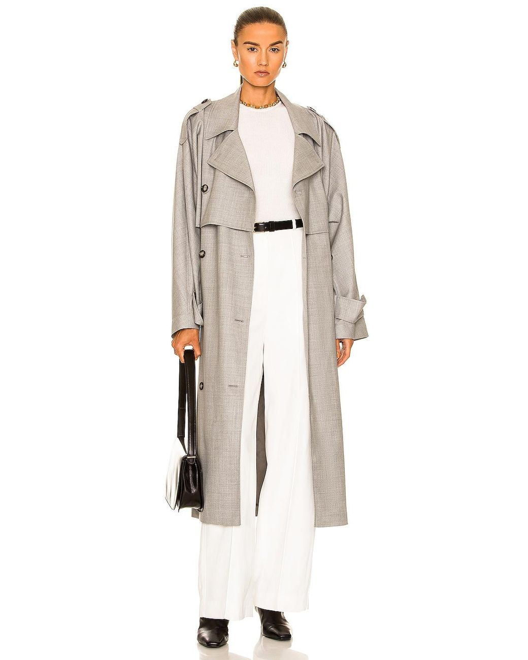 Totême Tailoring Wool Trench Coat in Gray | Lyst