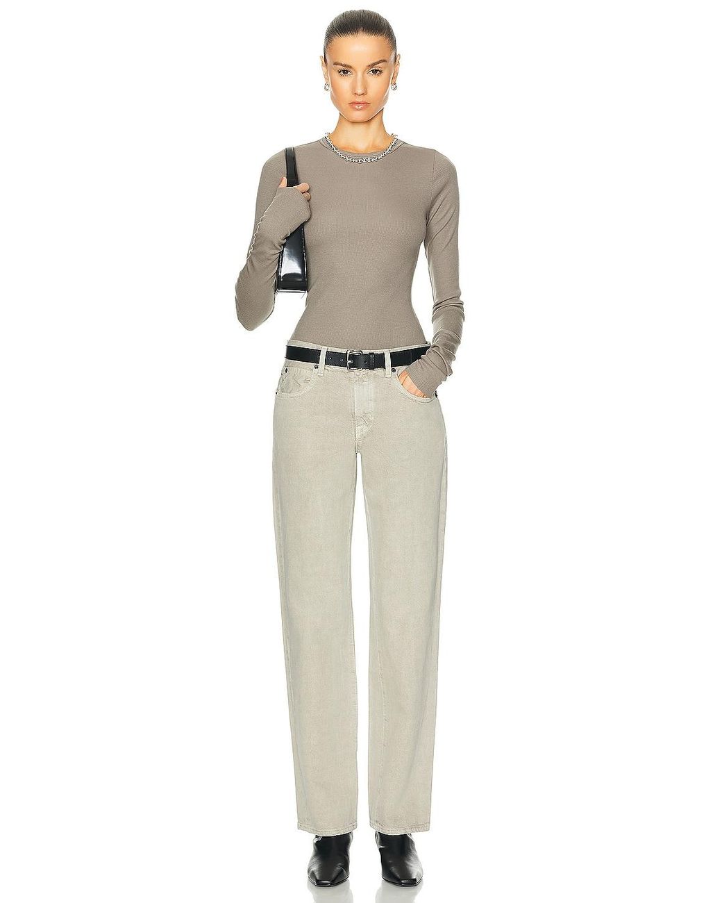 ÉTERNE Natural Long Sleeve Fitted Top