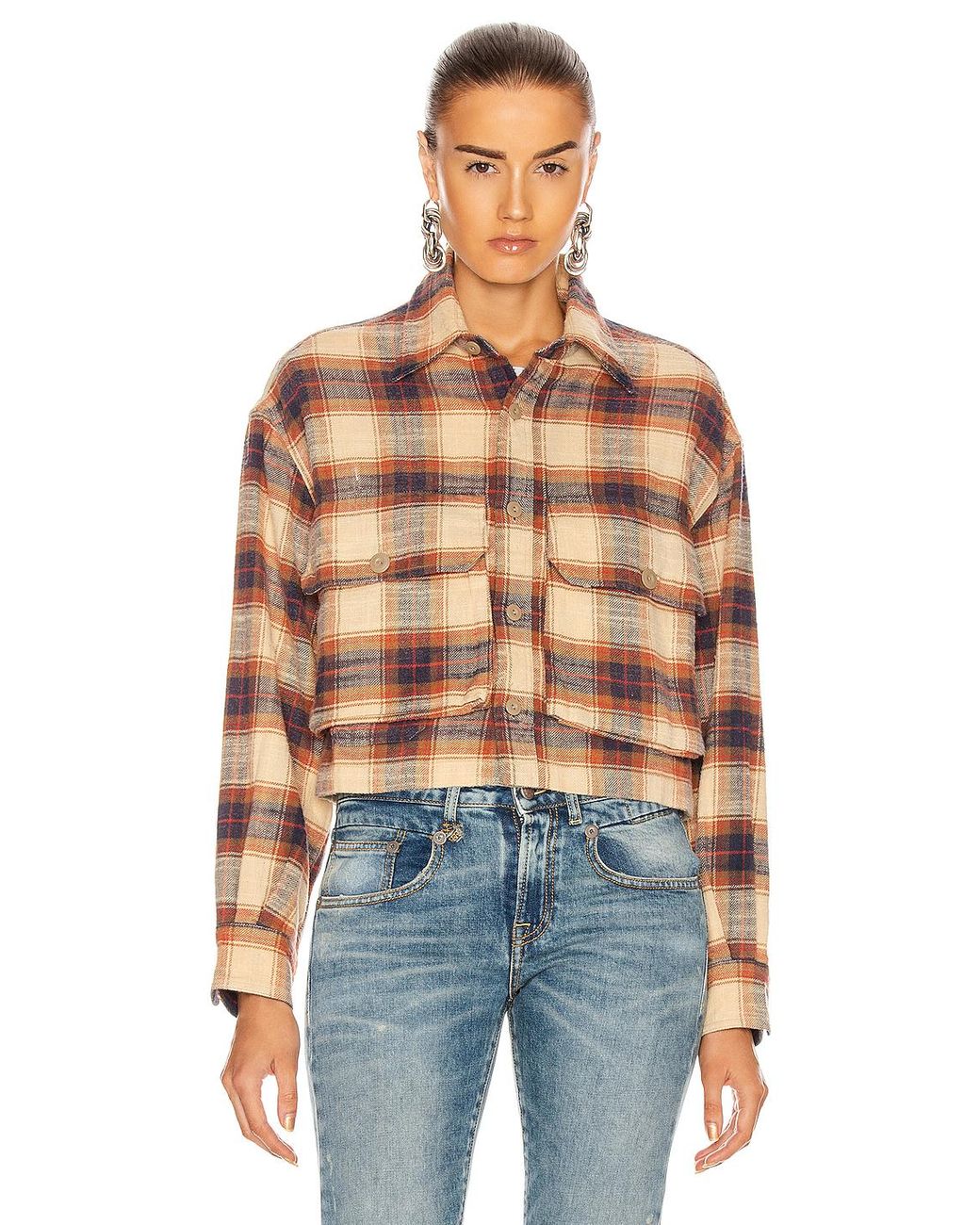 R13 Cotton Oversized Cropped Shirt | Lyst