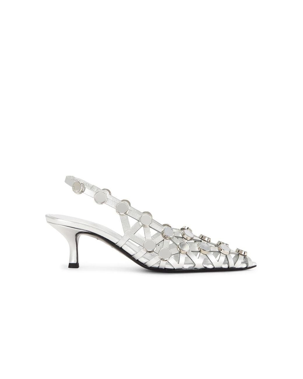 The Attico White Grid Slingback Pump