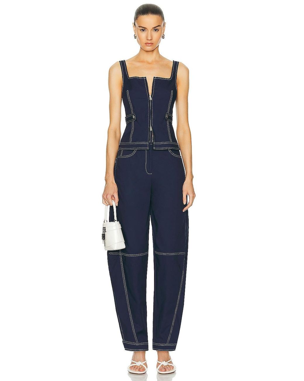 Jonathan Simkhai Blue Dolce Zip Up Top