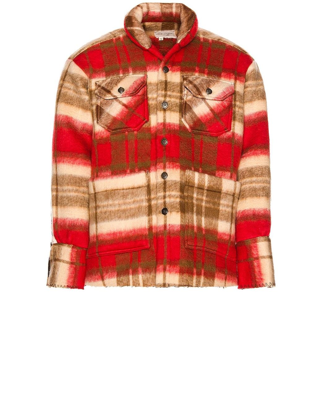 Greg Lauren Plaid Blanket Shawl Collar Boxy Jacket in Red for Men | Lyst