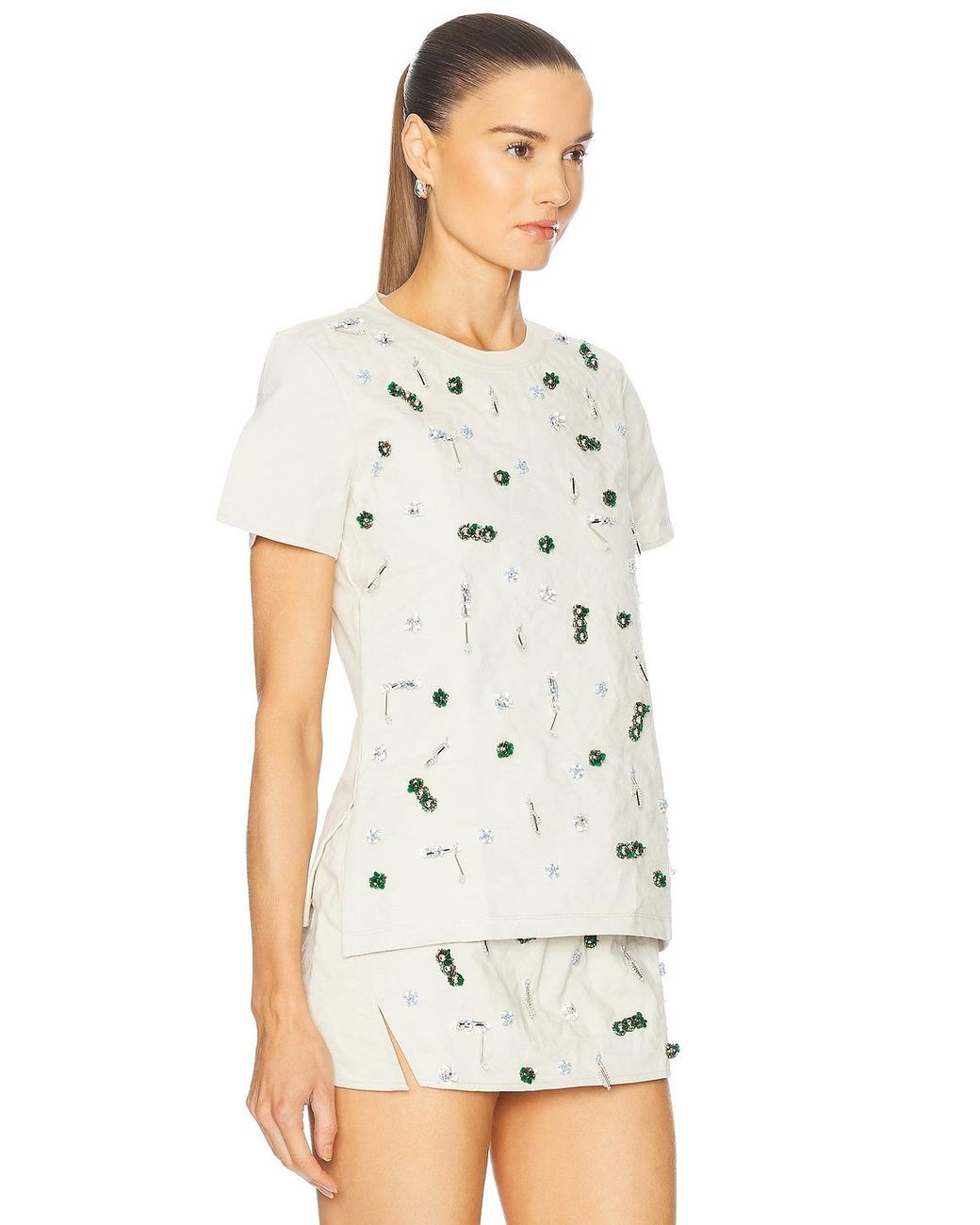 Christopher Esber White Embla Beaded Crushed Tee