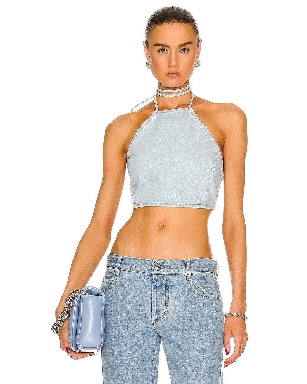 Magda Butrym Denim Halter Top in Blue 