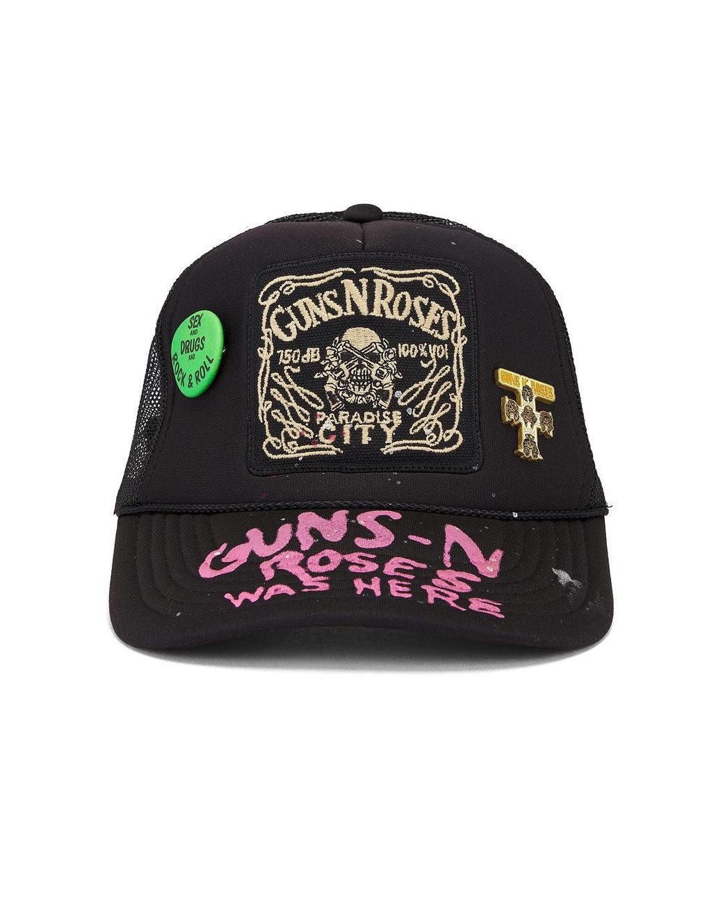Guns N' Roses 2025 来日　ツアー Trucker Hat Men's Guns N Roses Circle Logo Trucker Cap Adjustable Black