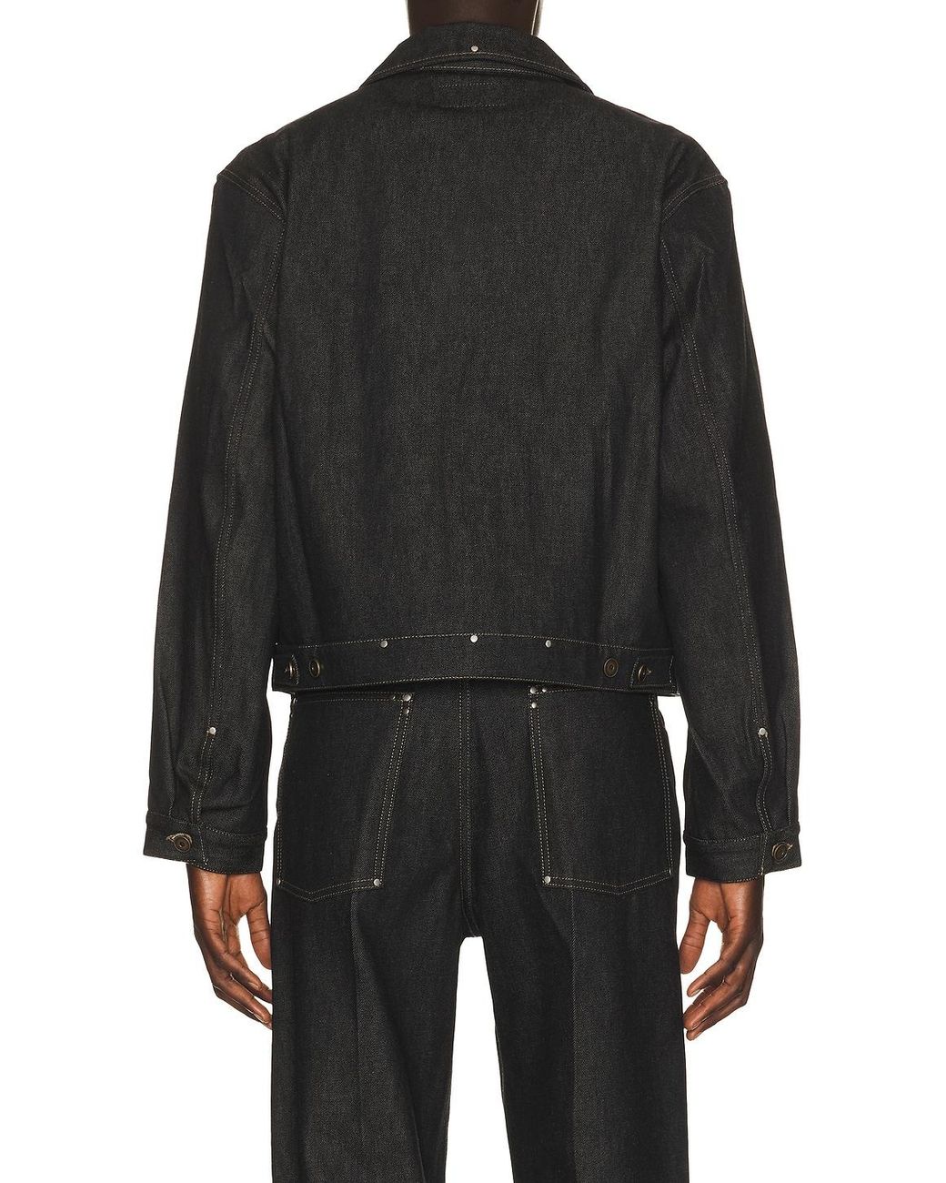 Lemaire Black Trucker Jacket With Studs for men