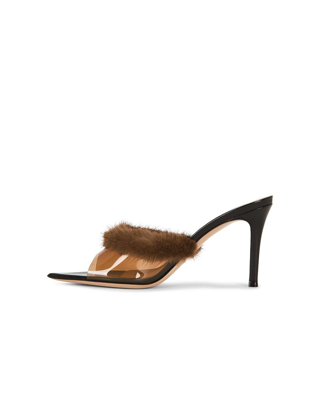 Gianvito Rossi Brown Plexi Mule Sandal