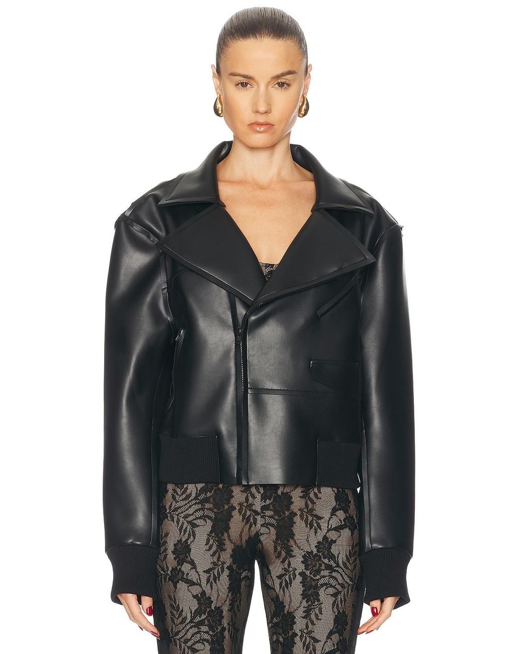Norma Kamali Black Mini Moto Jacket