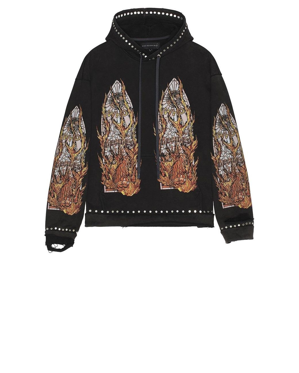 Who Decides War Black Hardware Hooded Pullover for men