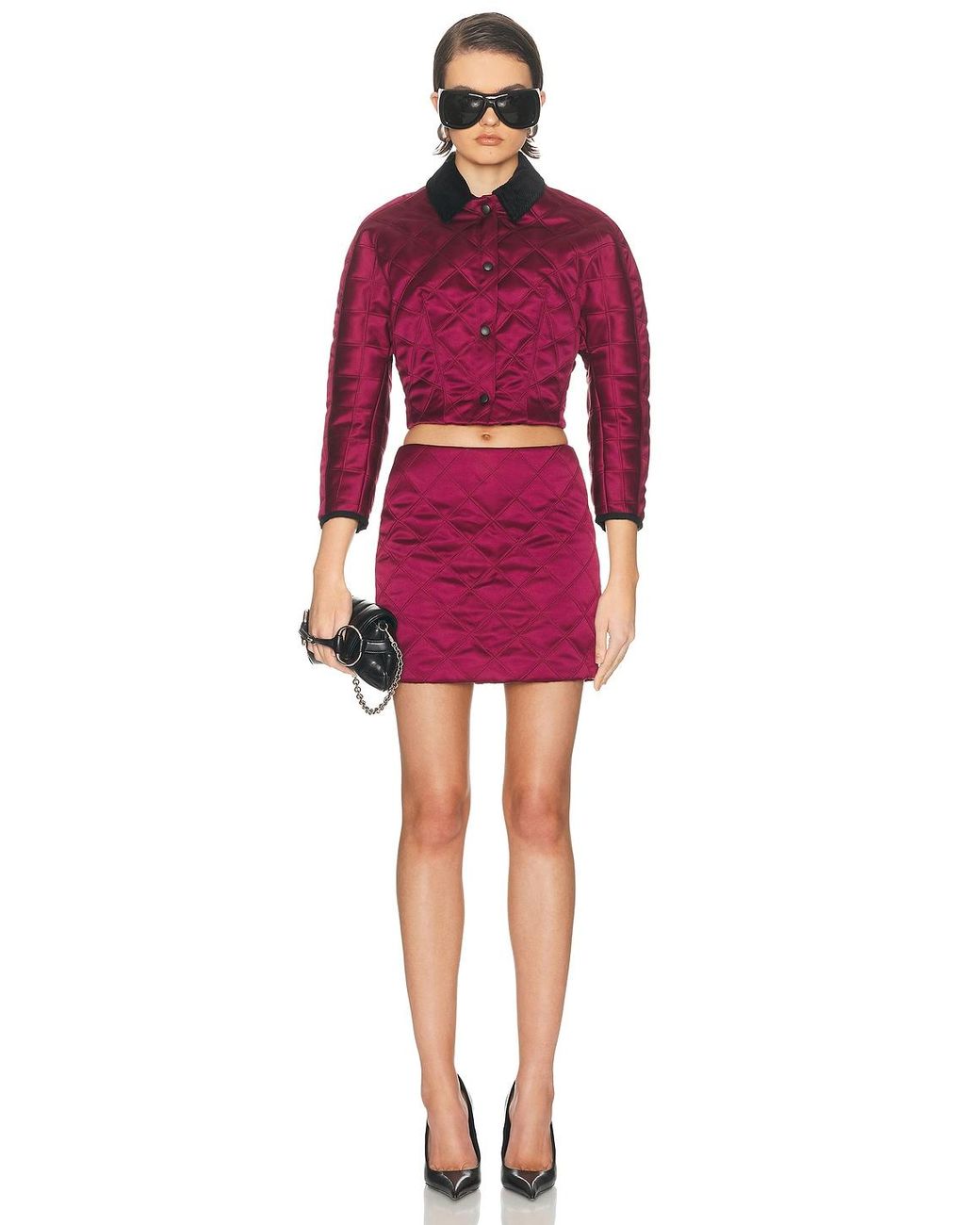 Atlein Red Cropped Quilted Jacket