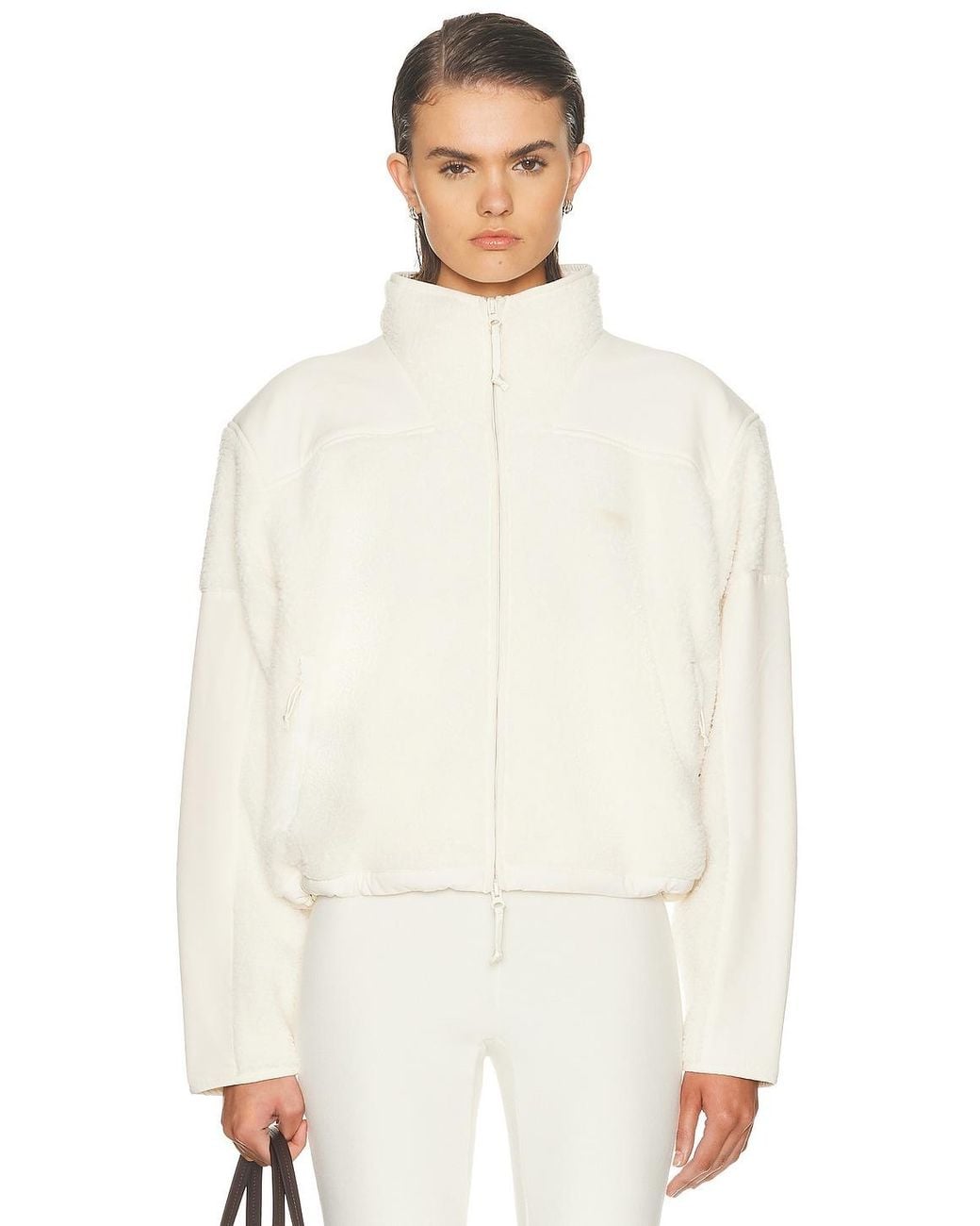 Skims White Ski Teddy Boxy Zip Up Jacket
