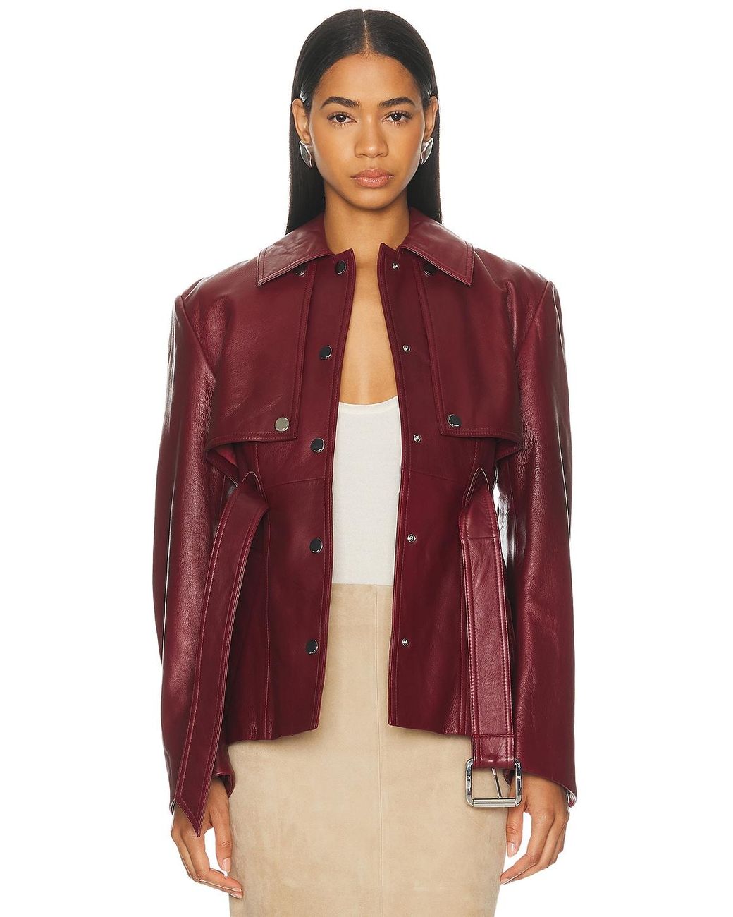 Sportmax Red Tenzone Leather Jacket